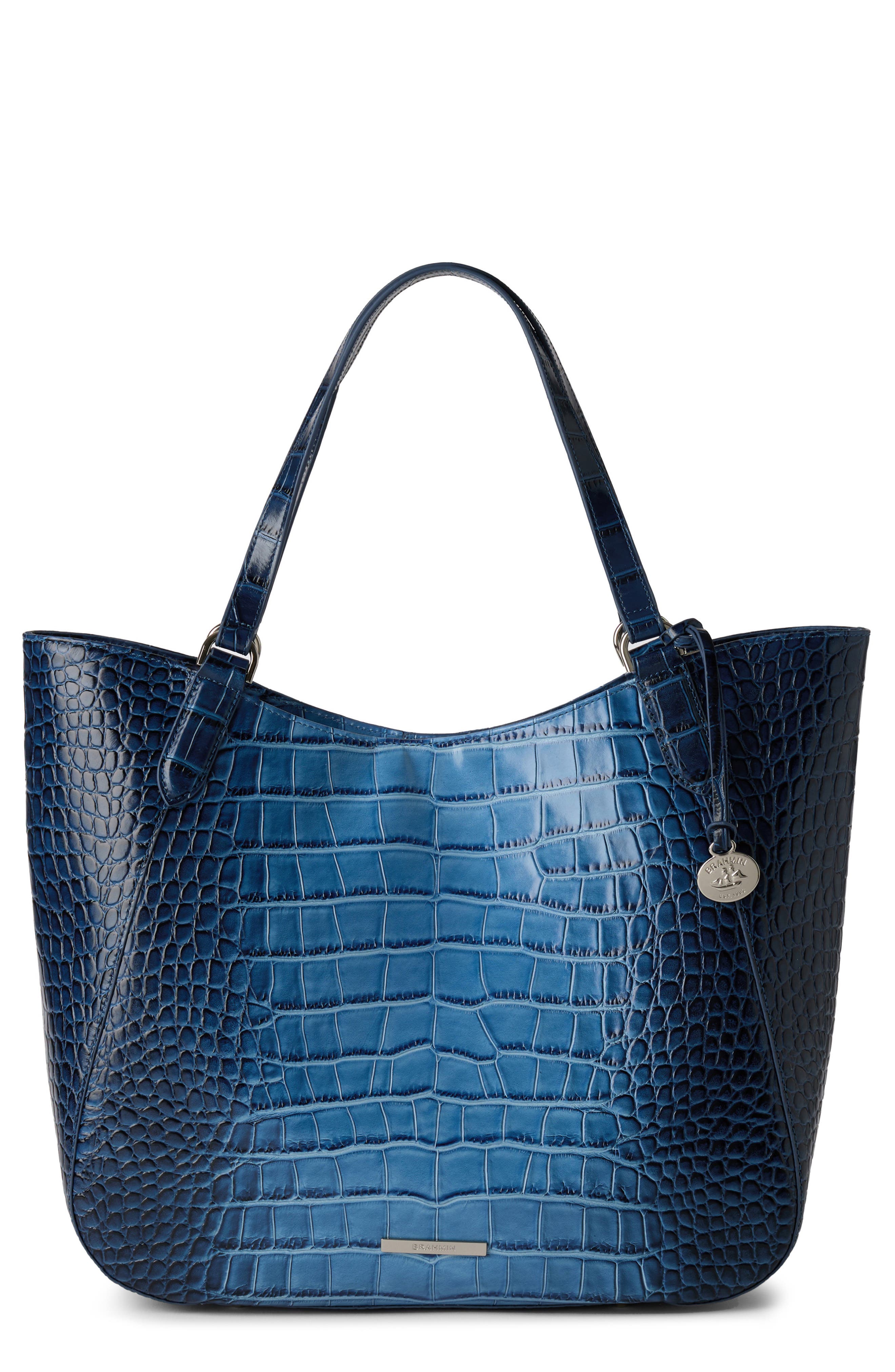 Brahmin Aliza Croc Embossed Leather Tote, Main, color, 