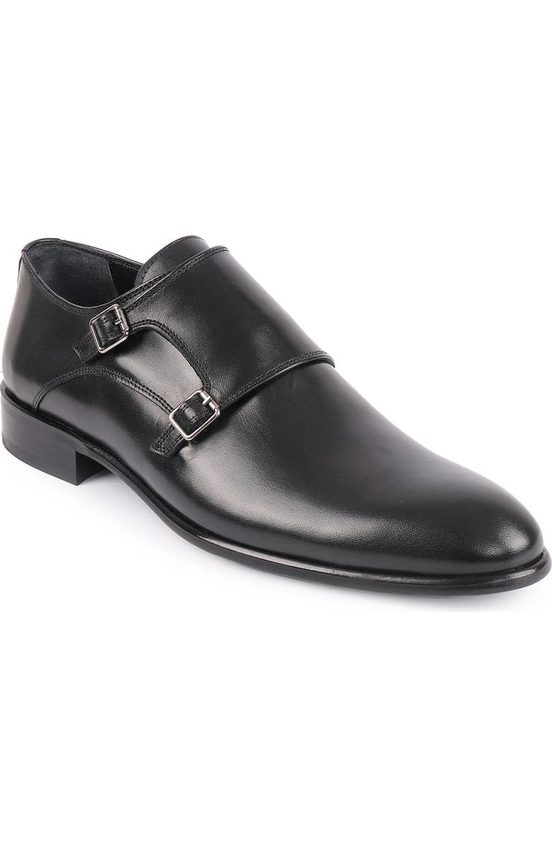 VELLAPAIS Nemo Double Monk Strap Leather Loafer, Main, color, Black