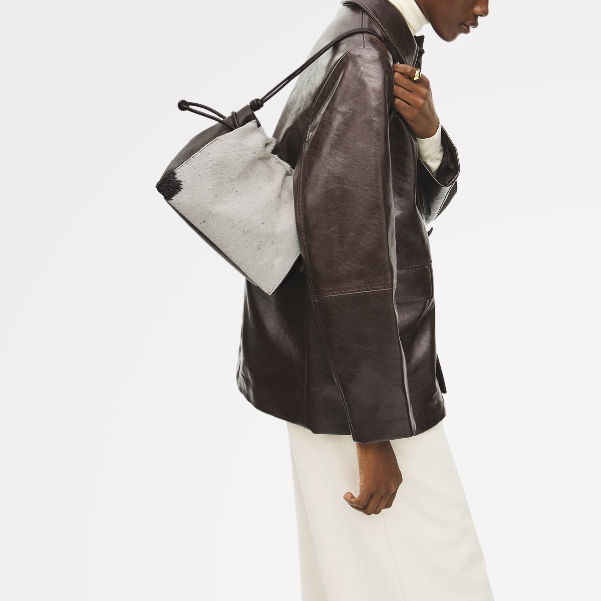 Radley The Roxburgh - Cow Hide Medium Drawstring Crossbody Bag, Alternate, color, Dark Oak