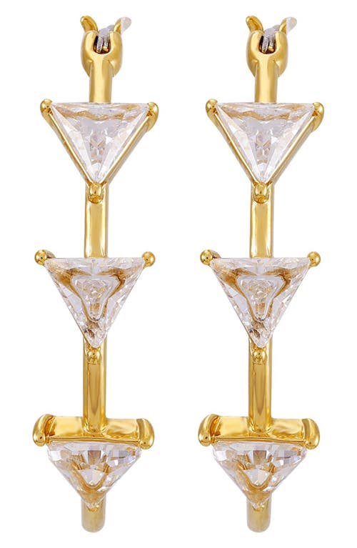 Guess Cubic Zirconia Triangle Hoop Earrings In Goldtone