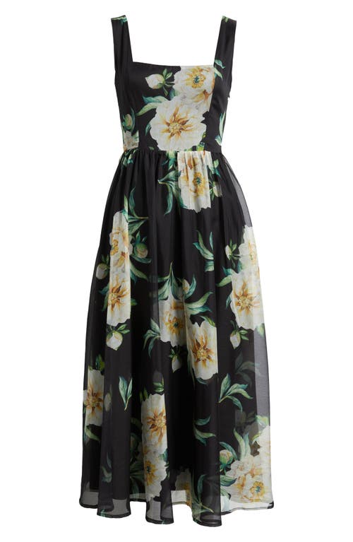 Lulus Logan Floral Fit & Flare Cocktail Dress In Black Floral