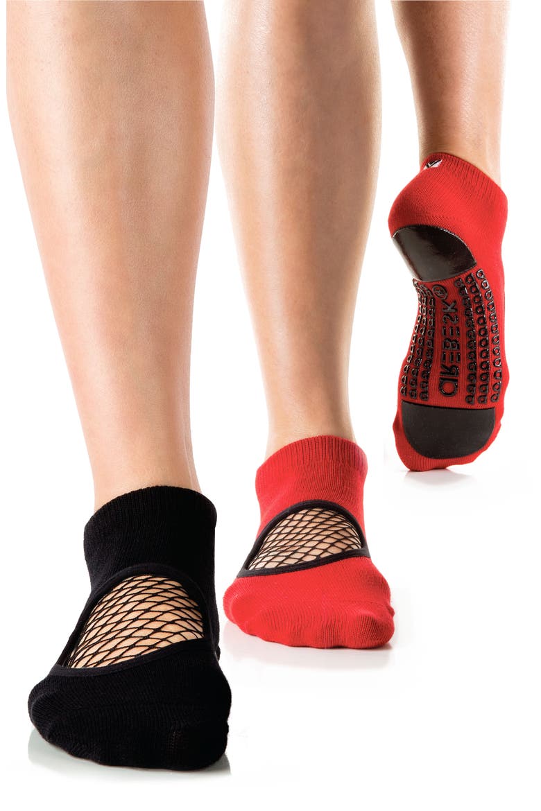 Fishnet Assorted 2-Pack Closed Toe Ankle Socks, Main, color, BLACK - RED