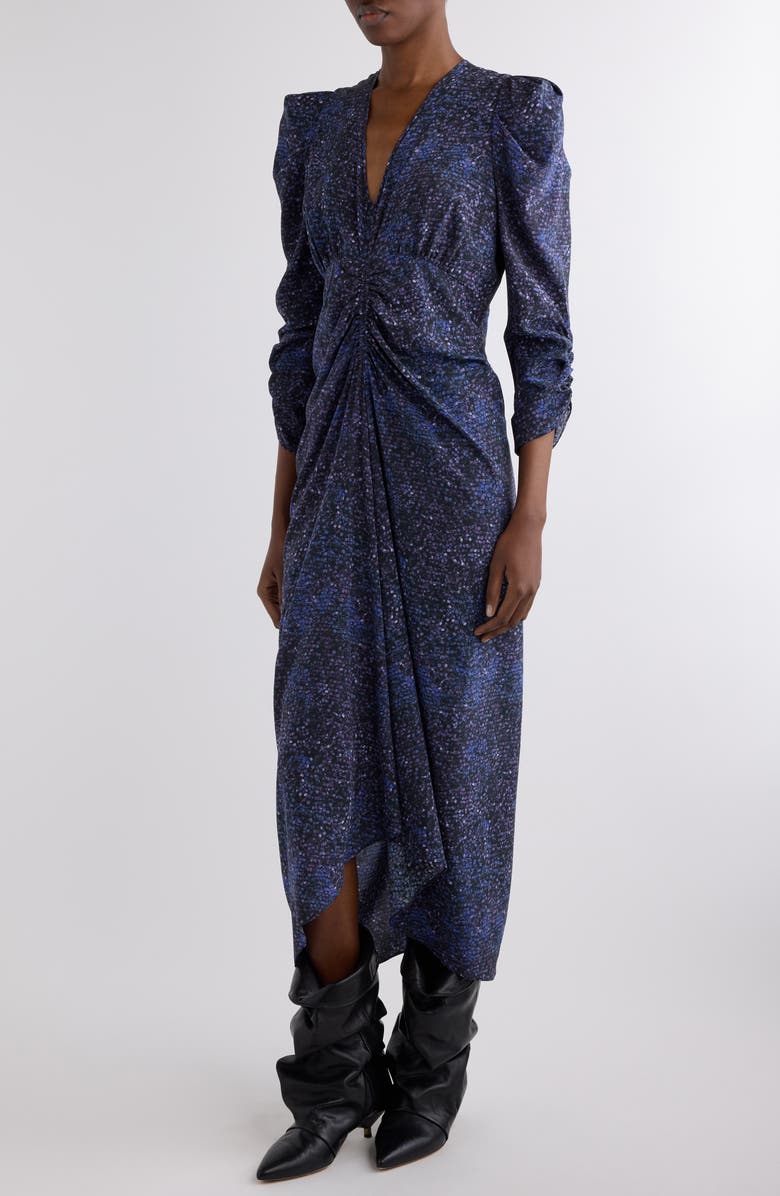 Isabel Marant Albini Stretch Silk Midi Dress, Alternate, color, Midnight