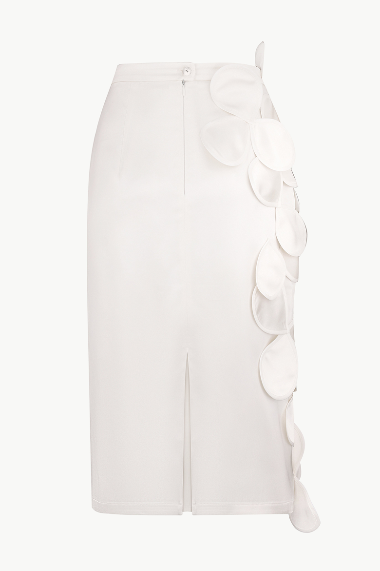 Below-Knee Bridal Skirt With Floral Appliques, Alternate, color, Ivory