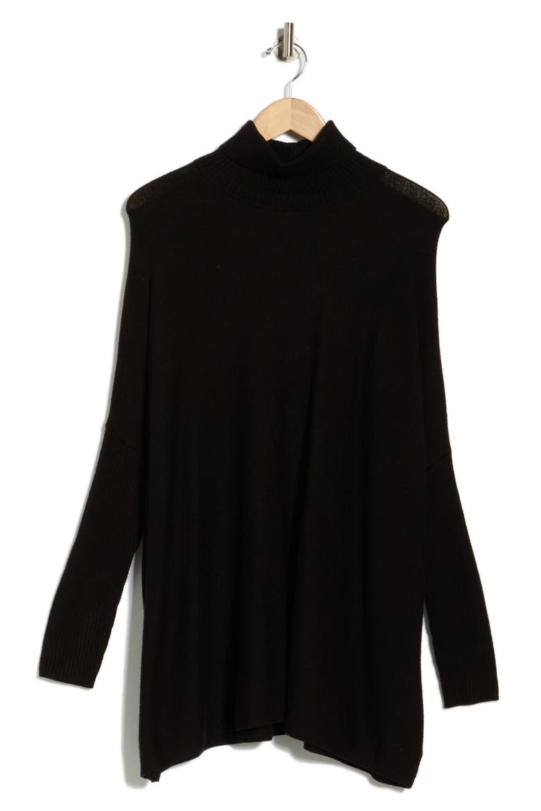 Oversize Boxy Turtleneck Sweater, Alternate, color, BLACK