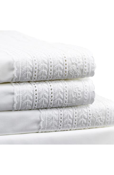 Elizabeth Tonal Lace 300 Thread Count Cotton Sheet Set