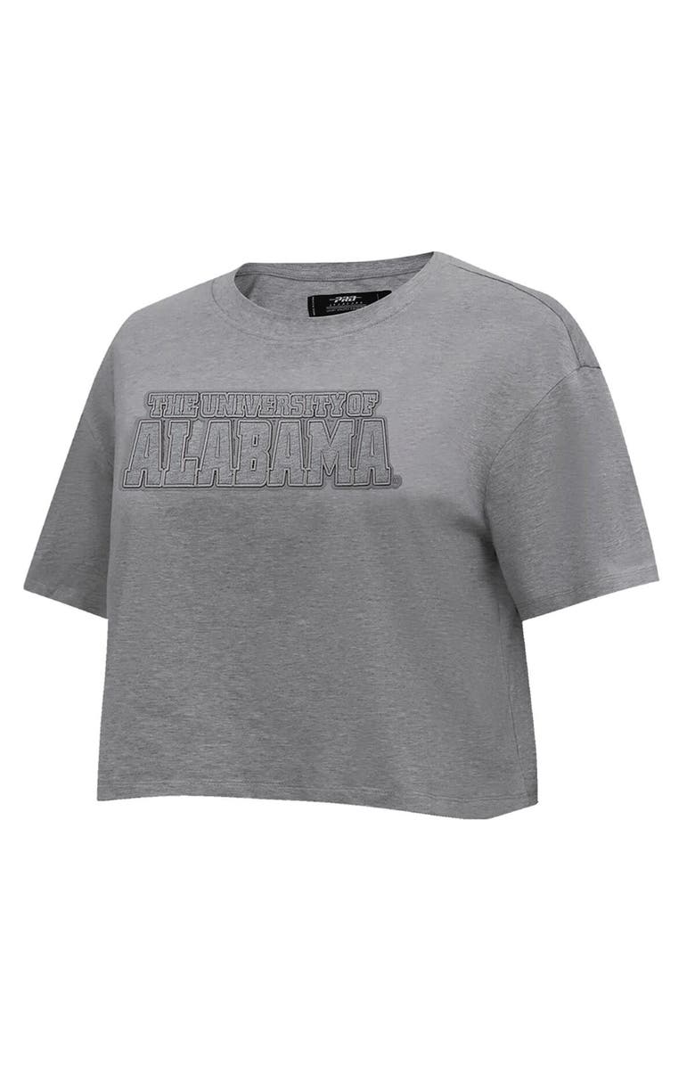 PRO STANDARD Women's Pro Standard Heather Charcoal Alabama Crimson Tide Tonal Neutral Boxy Cropped T-Shirt, Alternate, color, Heather Charcoal