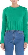 English Factory Cutout Crop Sweater