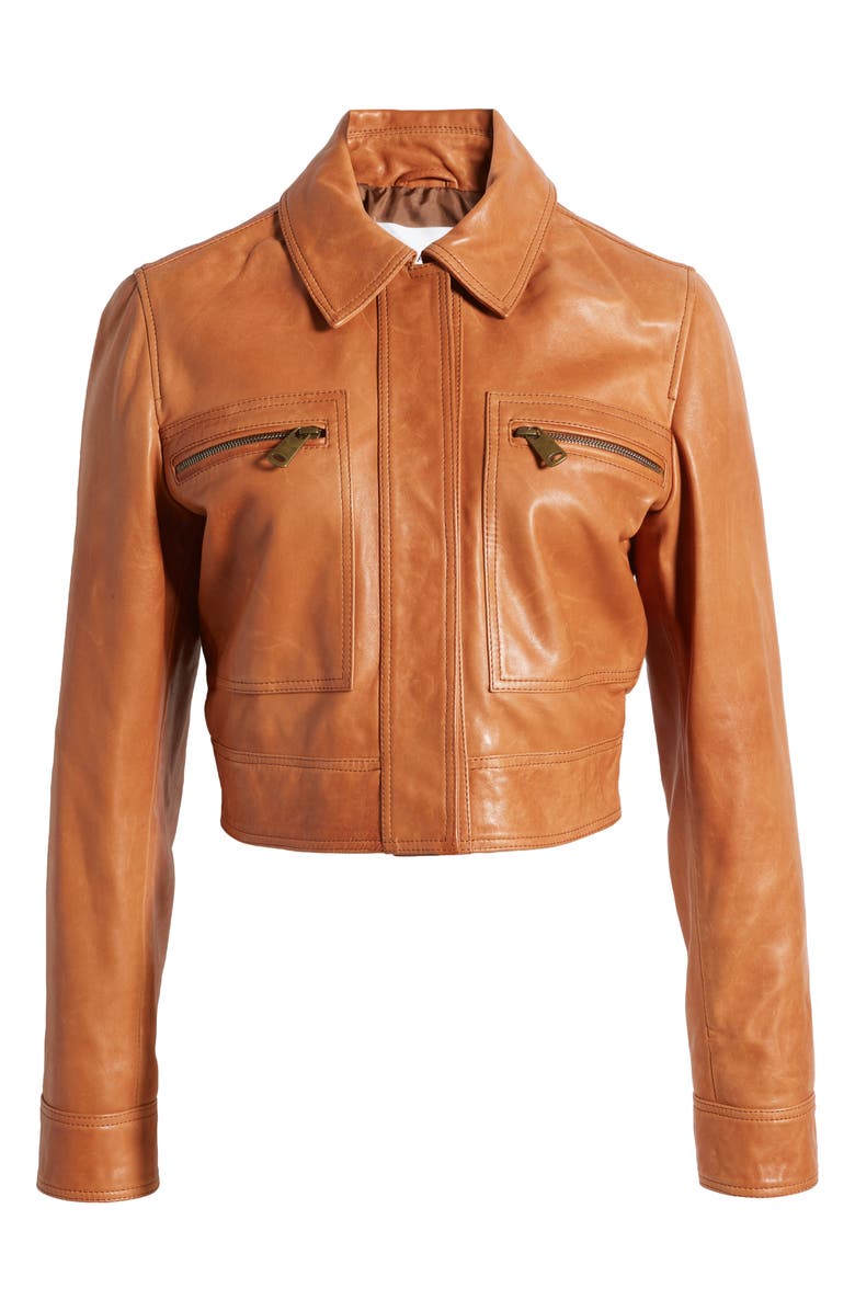 FRAME Crop Leather Moto Jacket, Alternate, color,