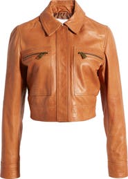FRAME Crop Leather Moto Jacket