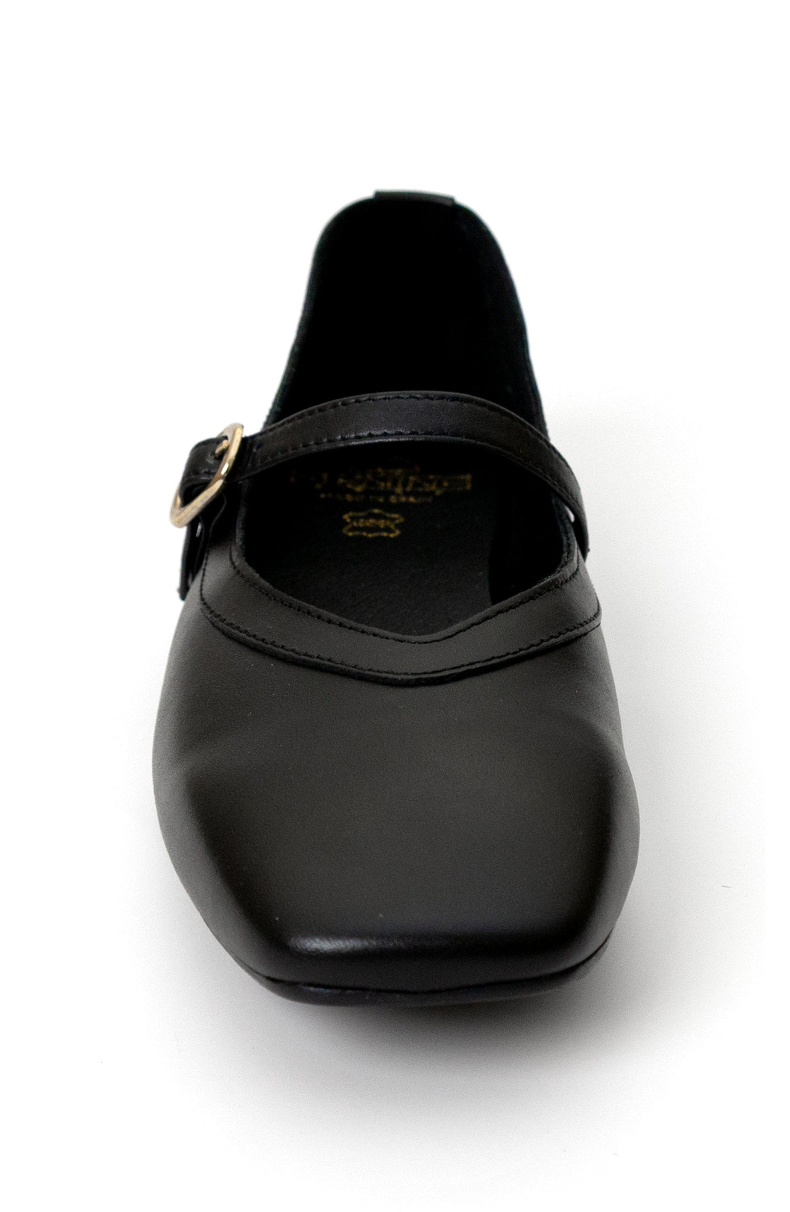 Menina Step Greta Leather Mary Jane Flat, Alternate, color, Black