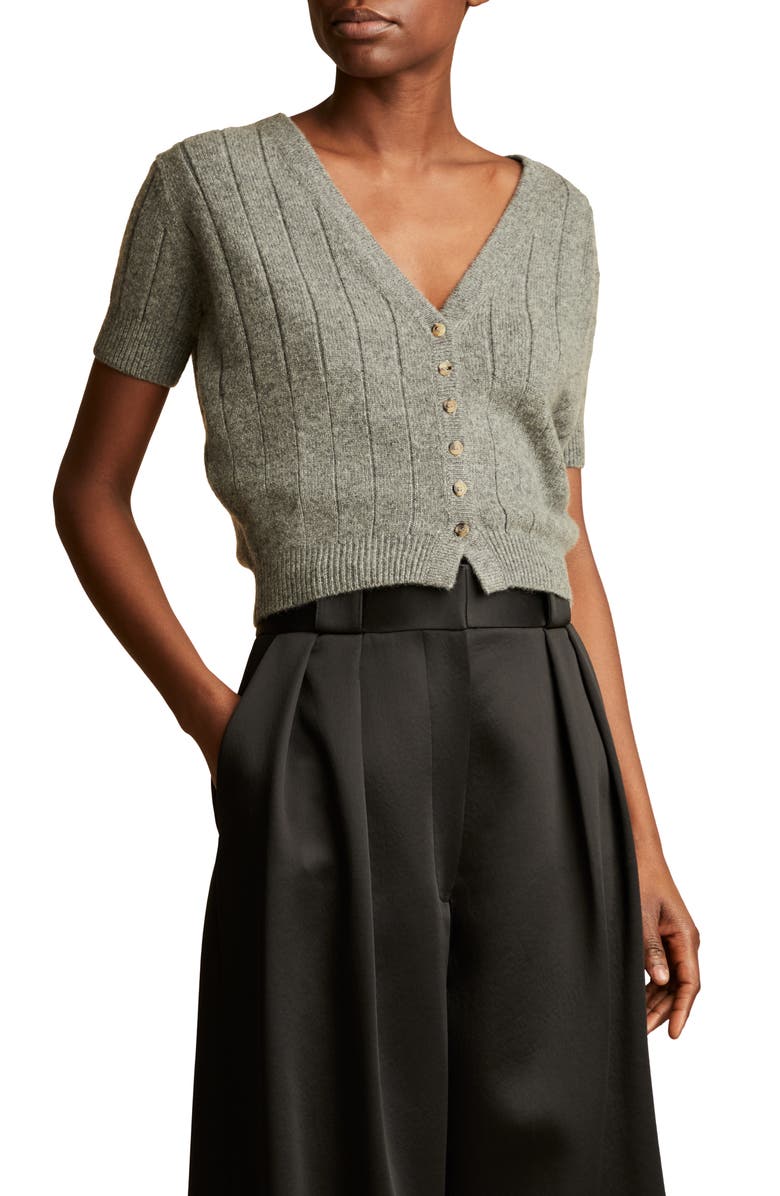Khaite Maryam Rustic Crop Cashmere Cardigan, Alternate, color, 