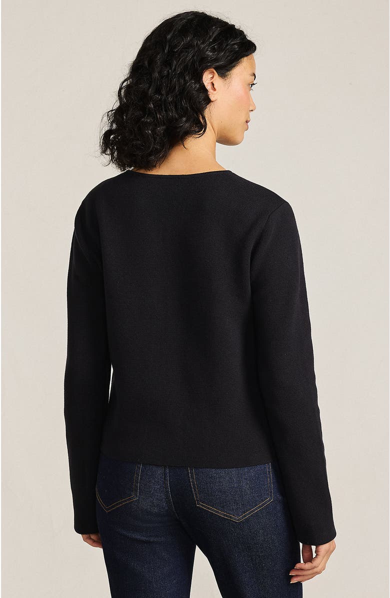 Lands' End Fine Gauge Cotton Milano Blazer Sweater, Alternate, color, Black