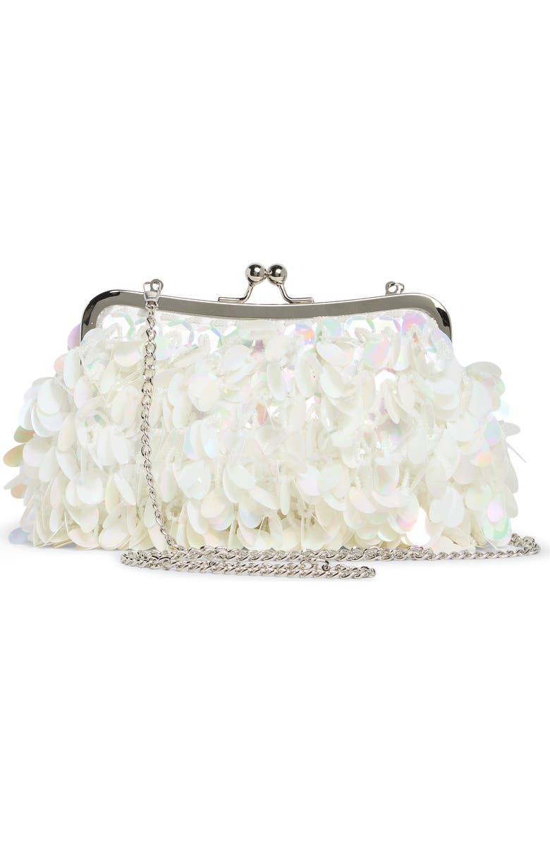 ALESSIA BIANCHI Sequin Frame Clutch, Alternate, color, White Multi