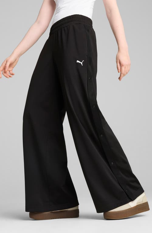 Puma Low Rise Popper Side Snap Pants In Black