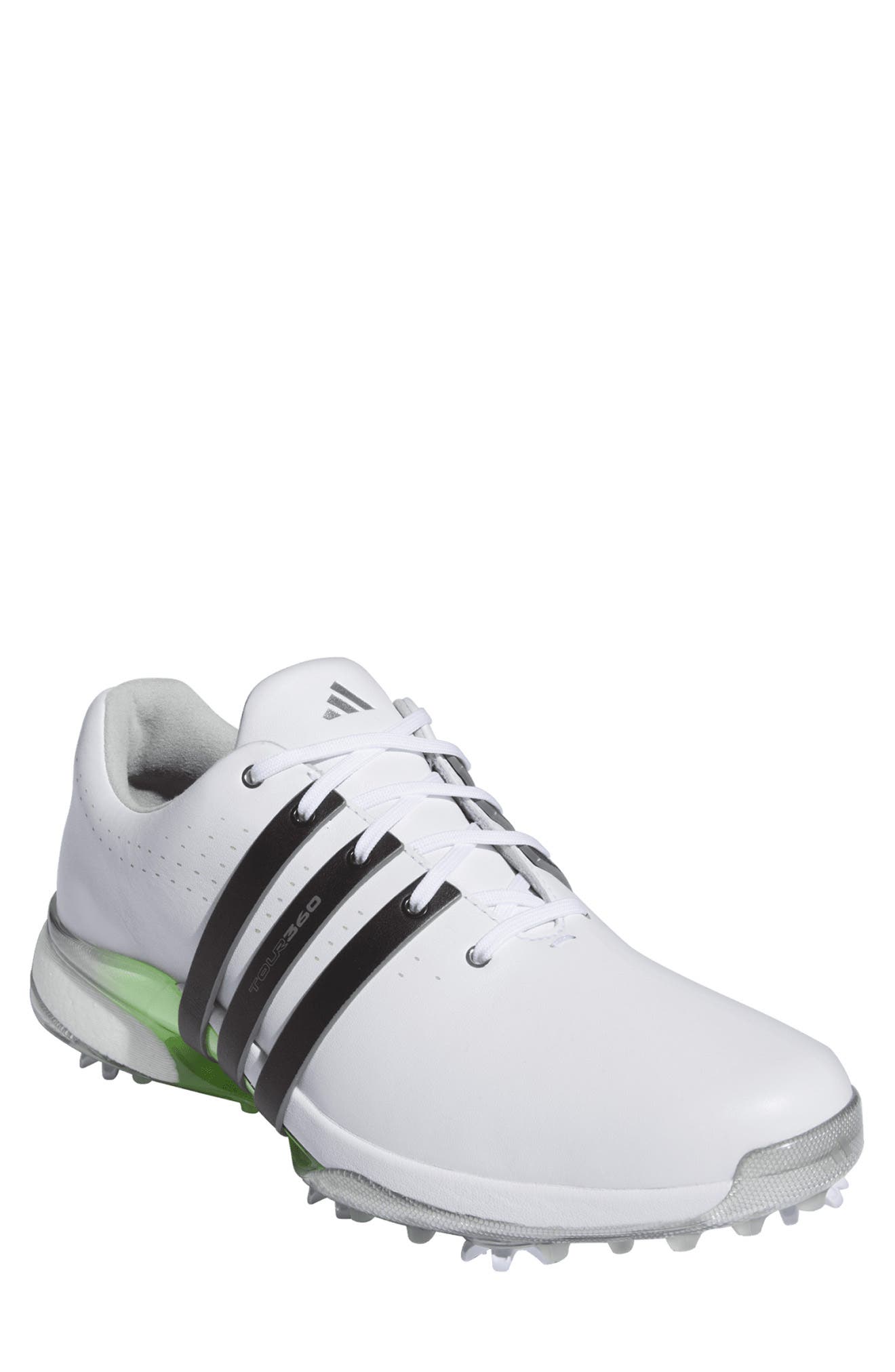 adidas Tour360 24 Boost<sup>™</sup> Golf Shoe, Main, color, White/ Black/ Green Spark