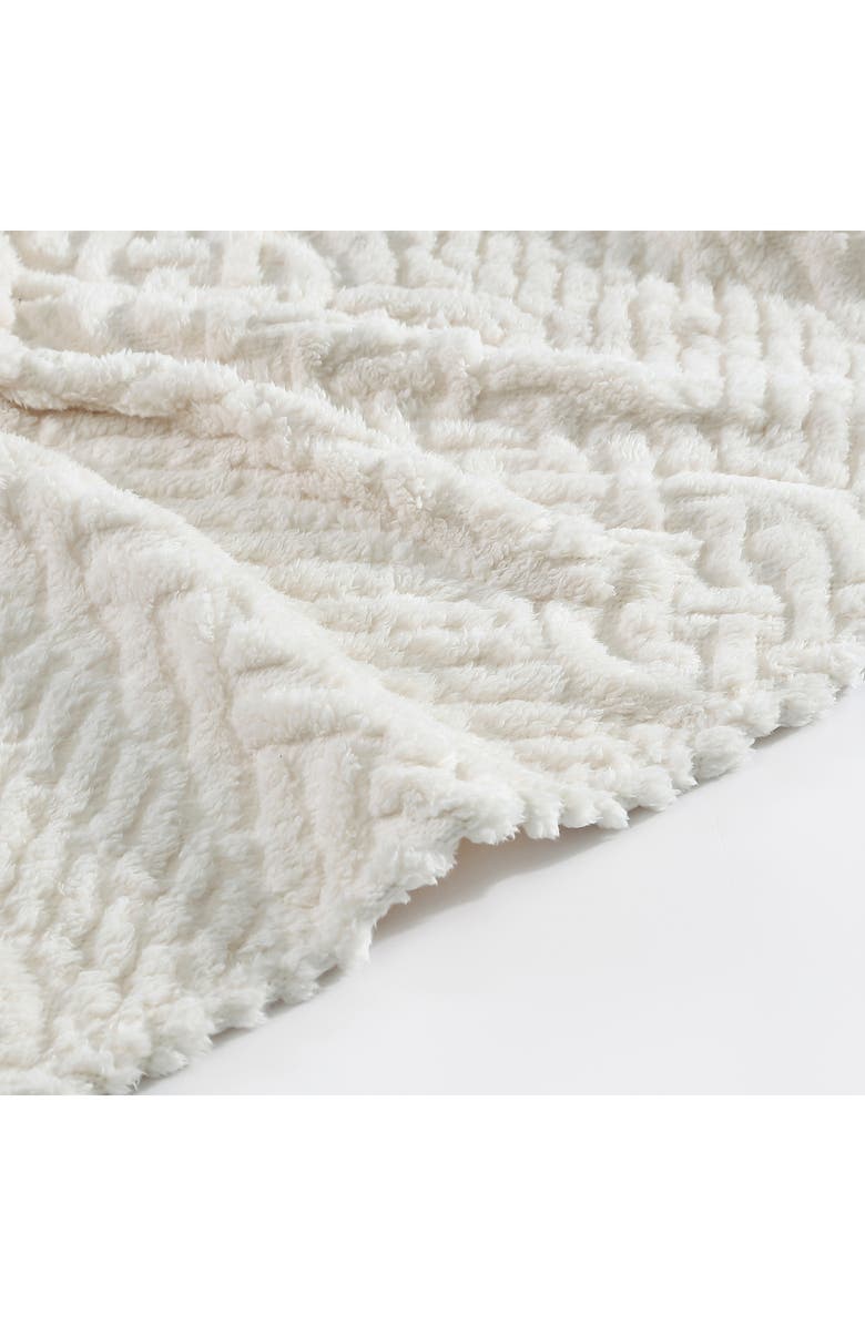 Nautica Declan Faux Shearling Throw Blanket, Alternate, color, Beige