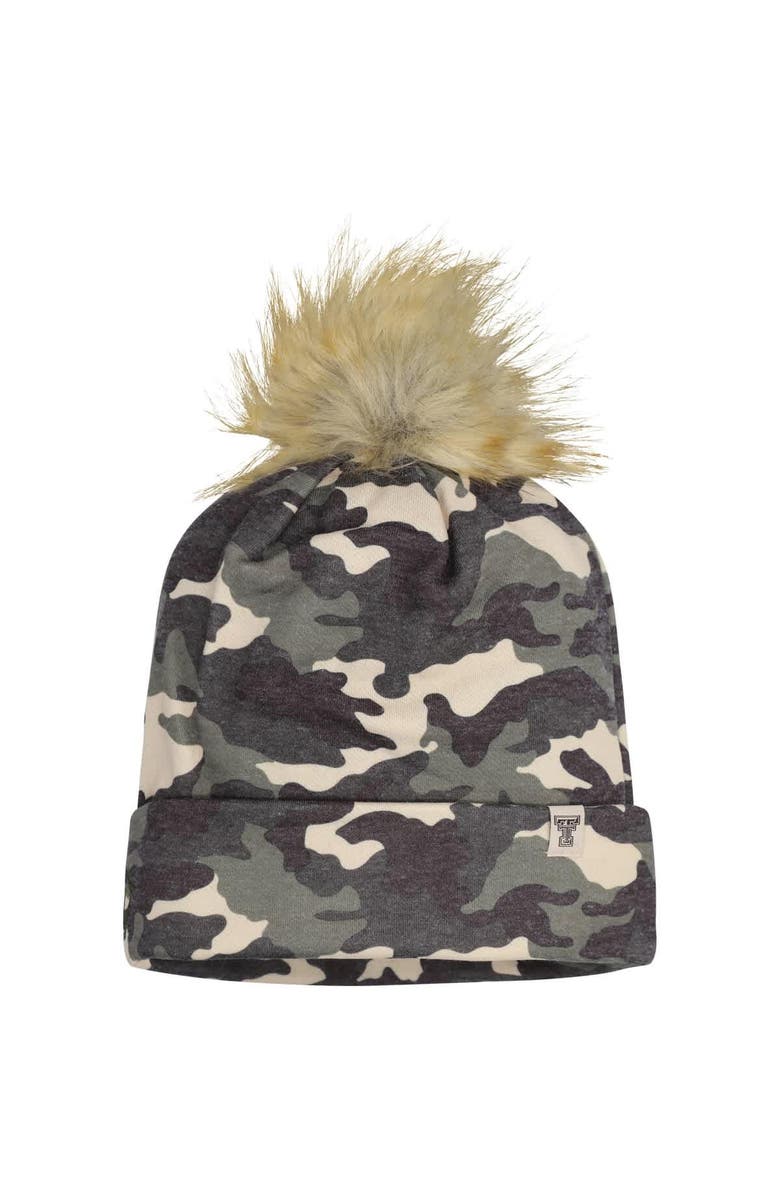 TOP OF THE WORLD Men's Top of the World Camo Texas Tech Red Raiders Operation Hat Trick Woven Cuffed Knit Hat with Pom, Main, color, Camo