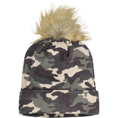 Men's Top of the World  Camo Texas Tech Red Raiders Operation Hat Trick Woven Cuffed Knit Hat with Pom
