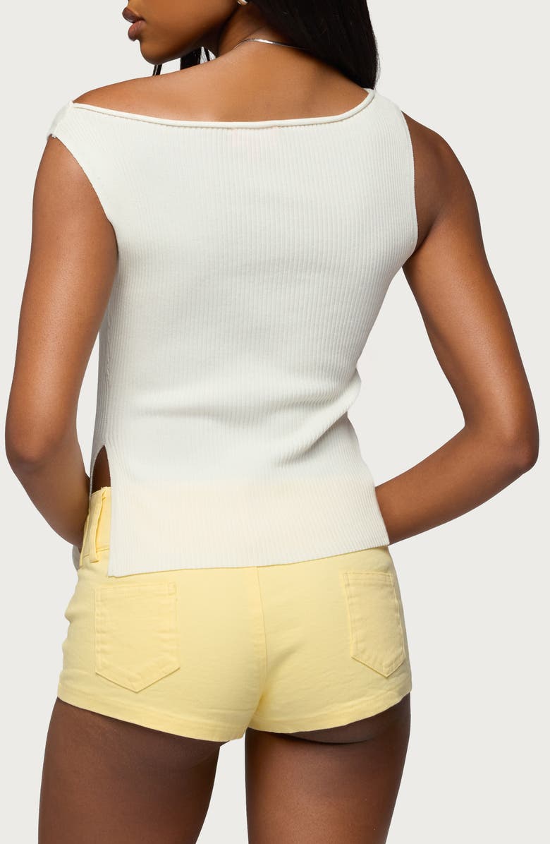 EDIKTED Myrah Rib Off the Shoulder Tank, Alternate, color, Cream