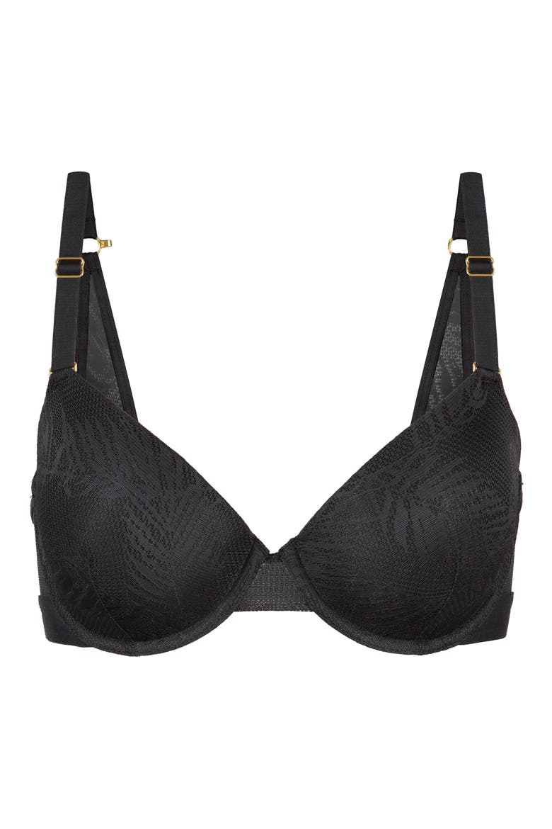 The Smooth Lace T-Shirt Bra, Alternate, color, JET BLACK