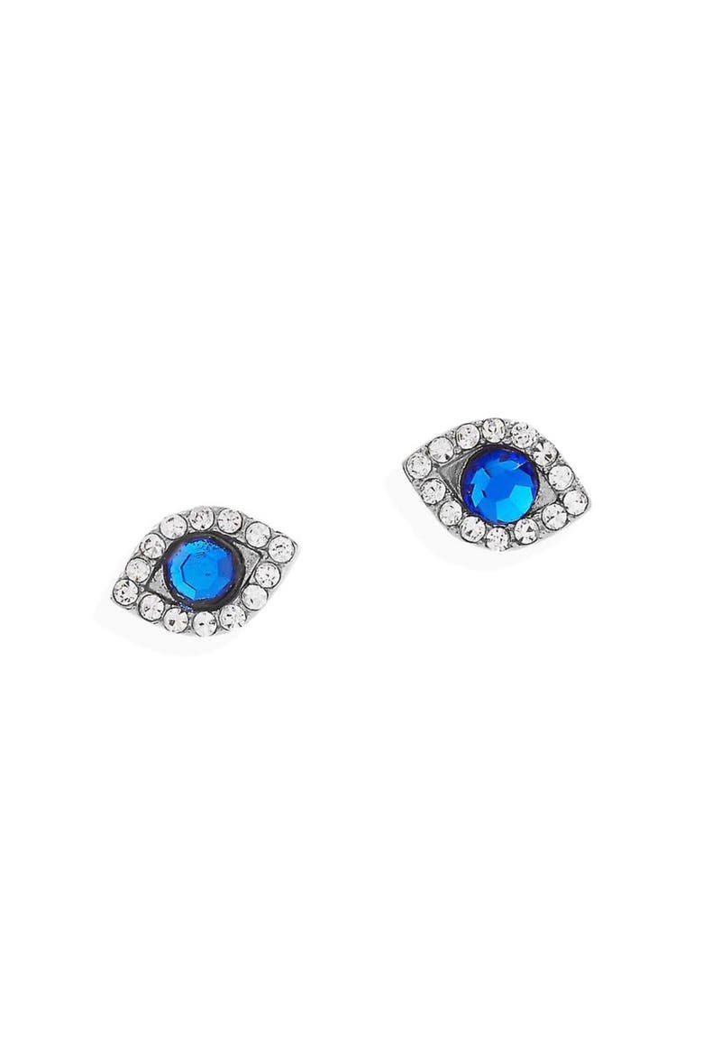 Evil Eye Mini Stud Earrings, Alternate, color, Silver