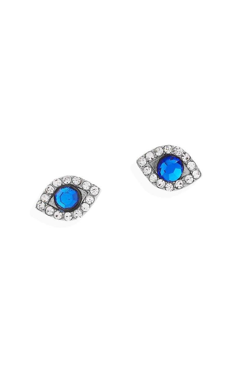 Alex and Ani Evil Eye Mini Stud Earrings, Alternate, color, Silver