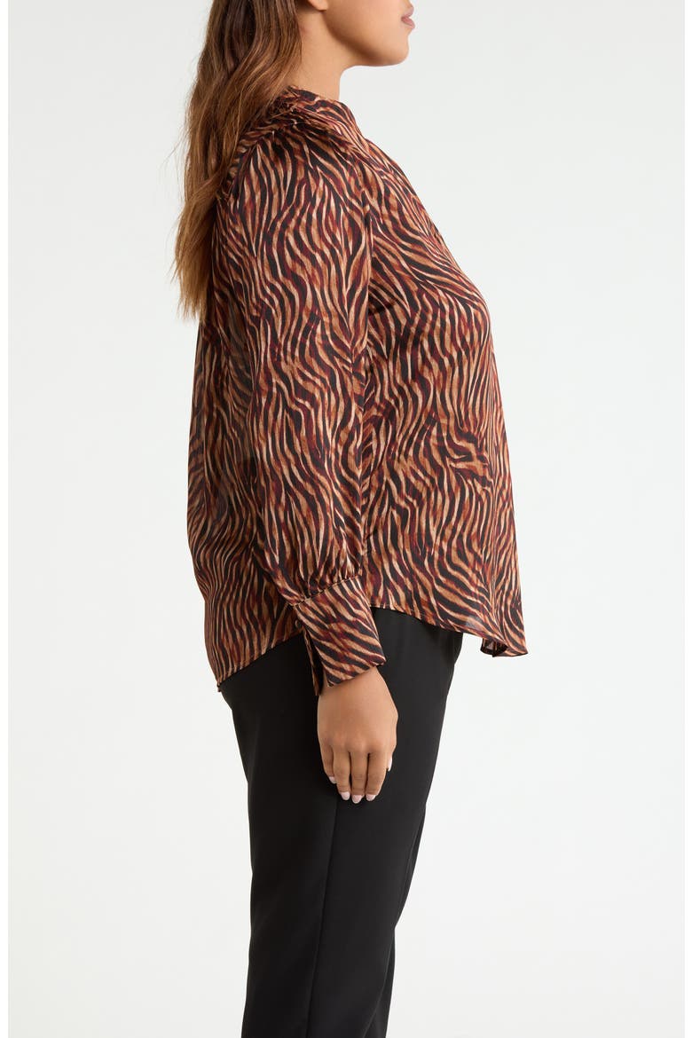 Pleat Front V-Neck Top, Alternate, color, BAROLO MULTI