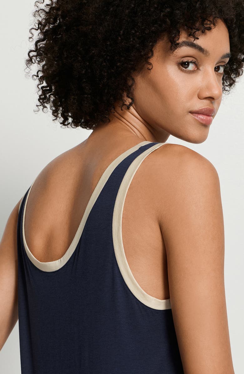 Hanro Laura Long Tank Nightgown, Alternate, color, Deep Navy
