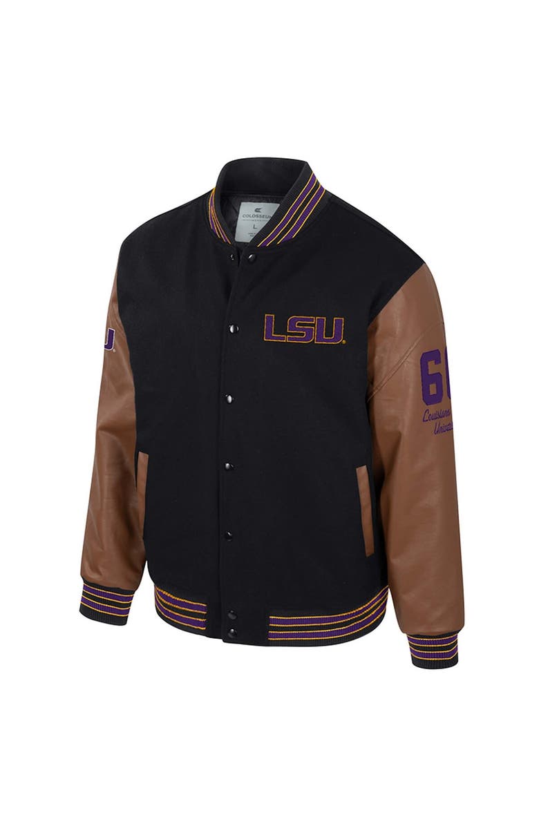 COLOSSEUM Men's Colosseum Black LSU Tigers Letterman Full-Snap Varsity Jacket, Alternate, color,