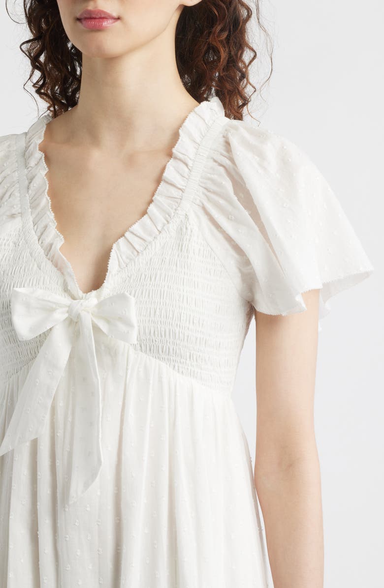 Cleobella Ashlyn Organic Cotton Dobby Midi Dress, Alternate, color, Ivory