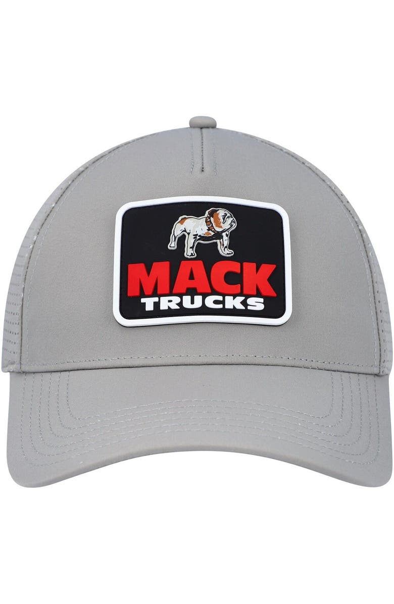 American Needle Men's American Needle Gray Mack Trucks Super Tech Valin Trucker Snapback Hat, Main, color,