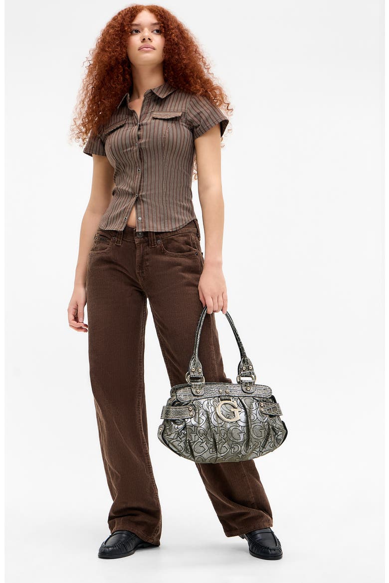 Kayla Low Rise Wide Leg Corduroy Jeans, Alternate, color, BROWN