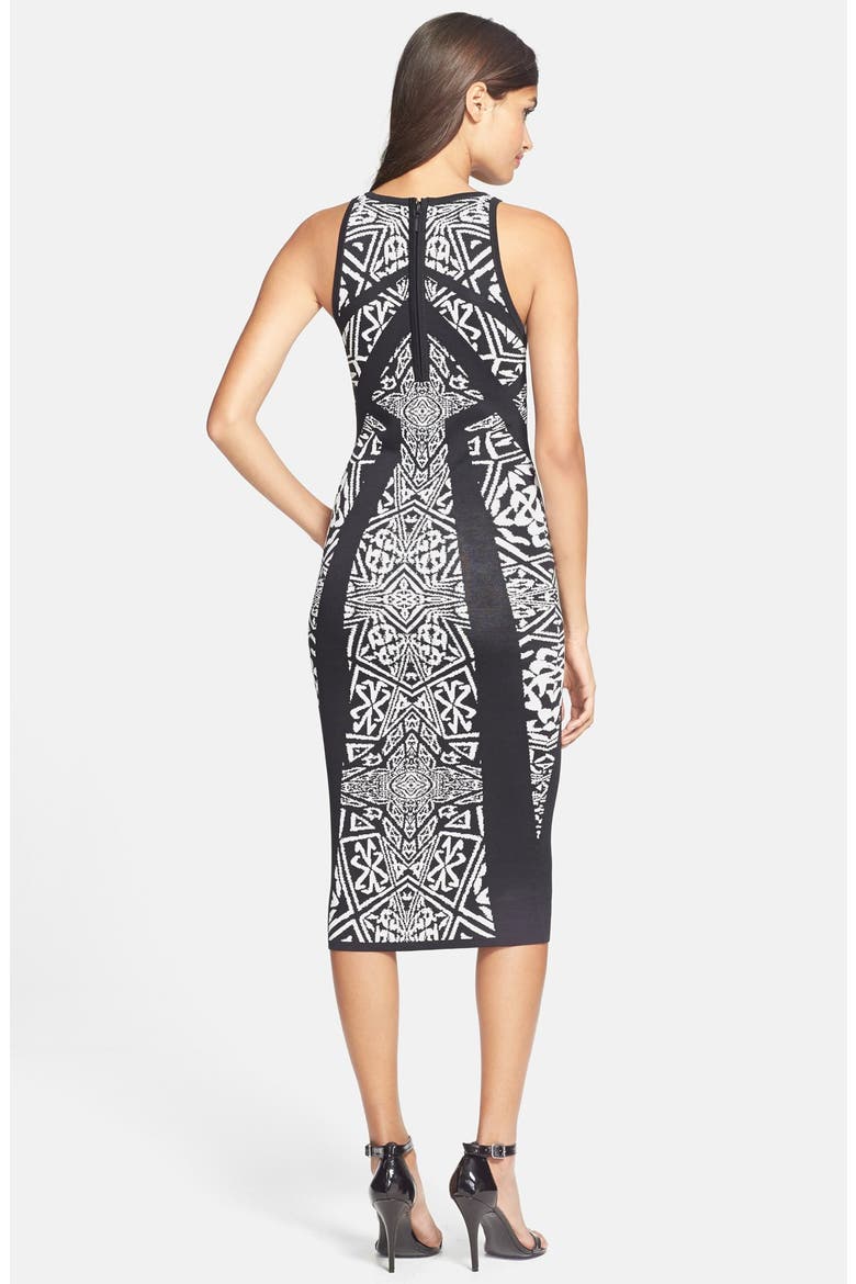 Jacquard Double Knit Midi Dress, Alternate, color, BLACK IVOR