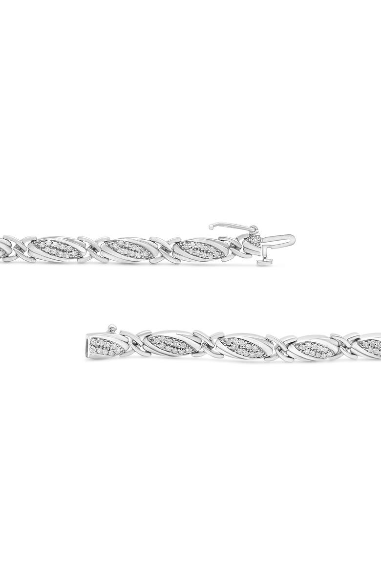 Haus of Brilliance Silver 1.00 Cttw Round Diamond X-Link Bracelet, Alternate, color, White