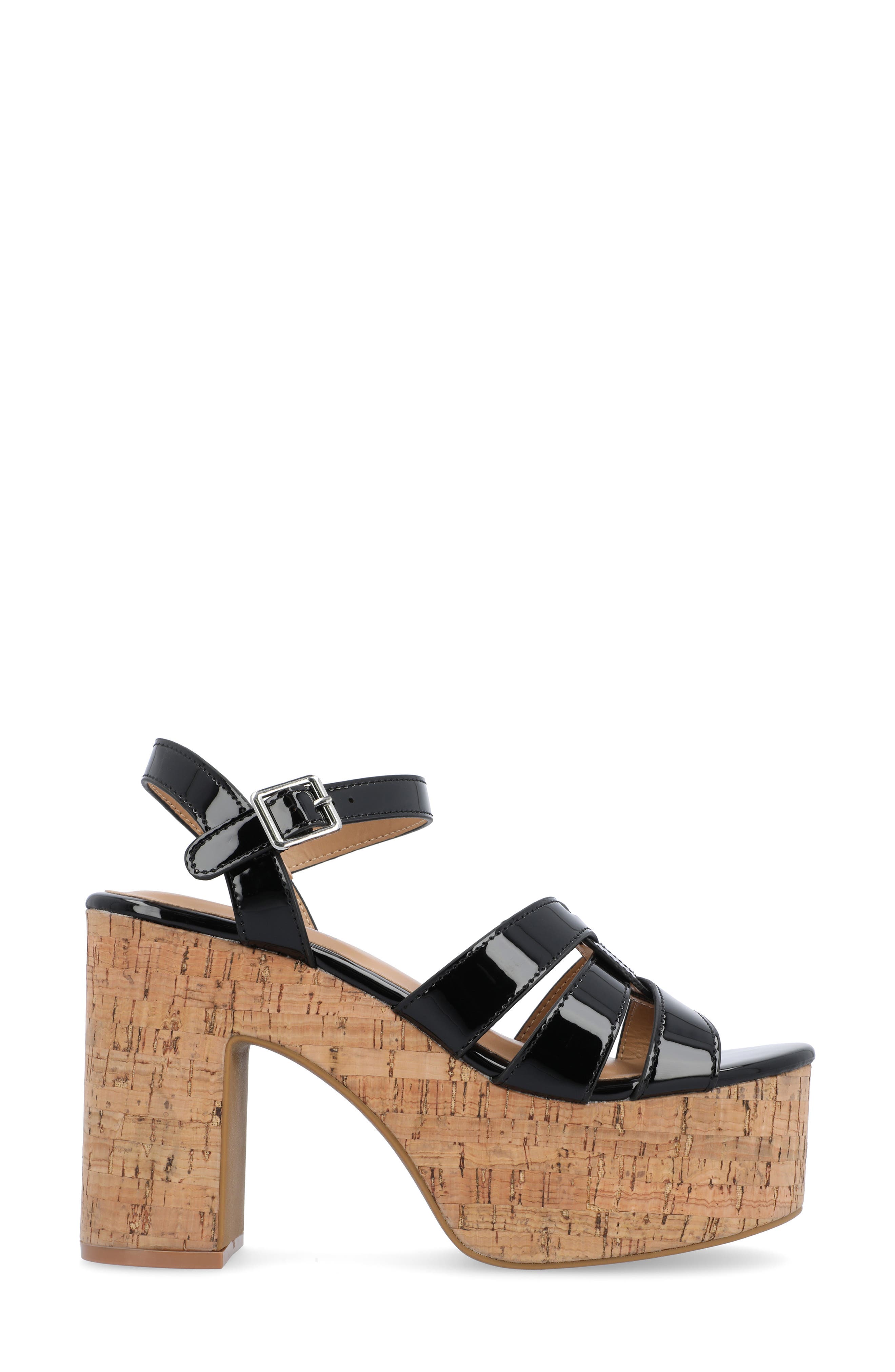 Journee Collection Jania Platform Sandal, Alternate, color, Black