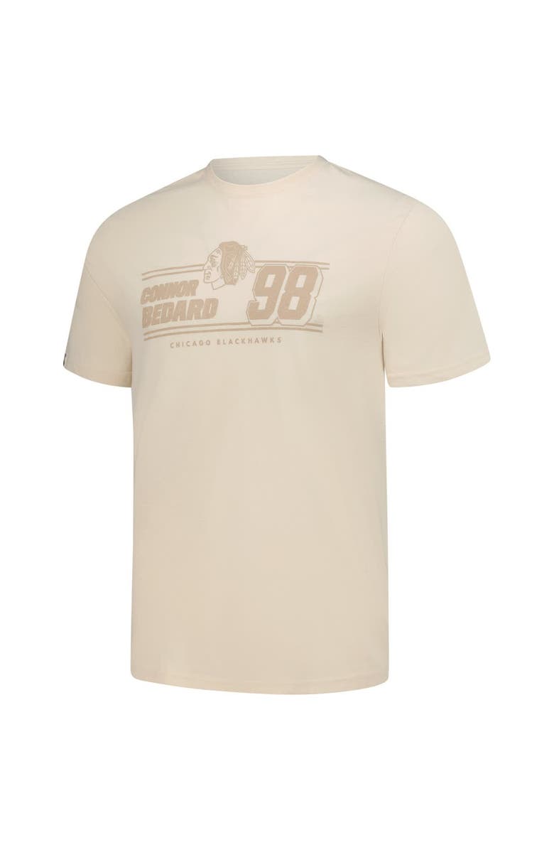 LEVELWEAR Men's Levelwear Connor Bedard Khaki Chicago Blackhawks Richmond Mileage Name & Number T-Shirt, Alternate, color, 