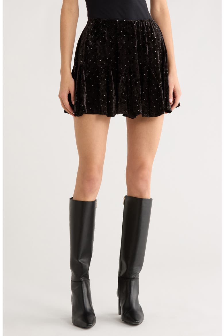 Velvet Miniskirt, Main, color, BLACK