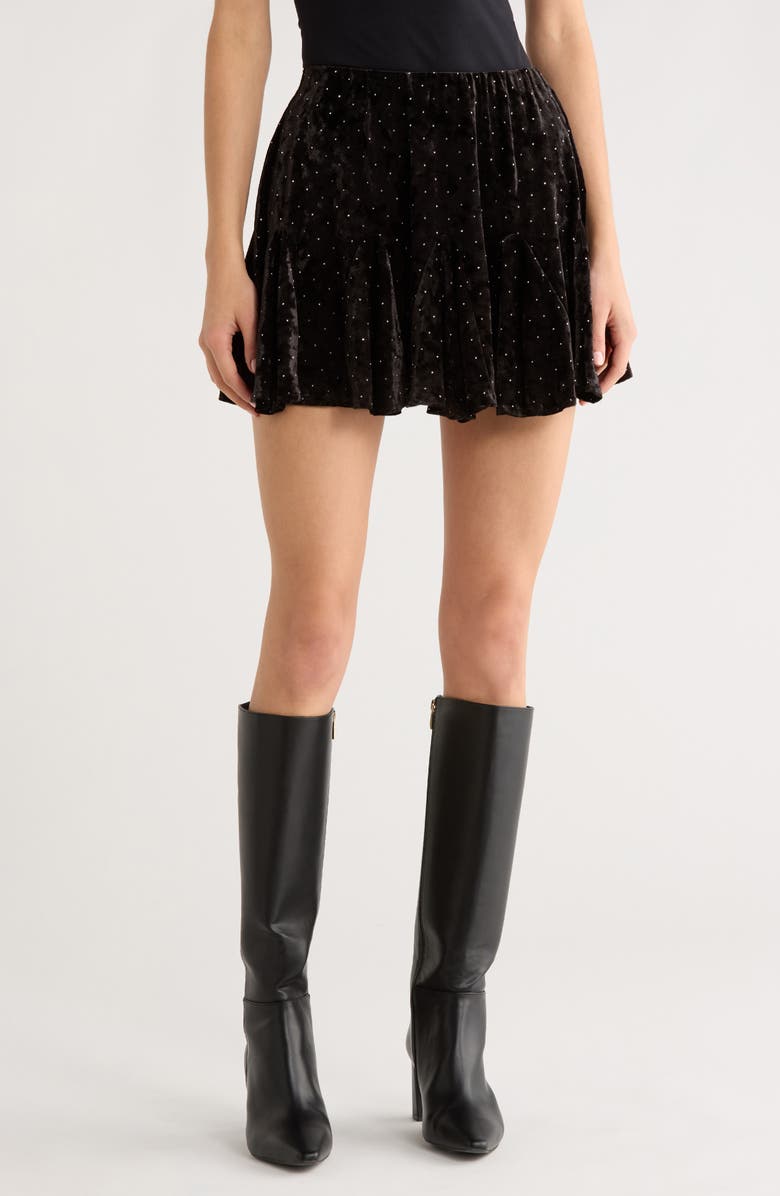 All in Favor Velvet Miniskirt, Main, color, Black