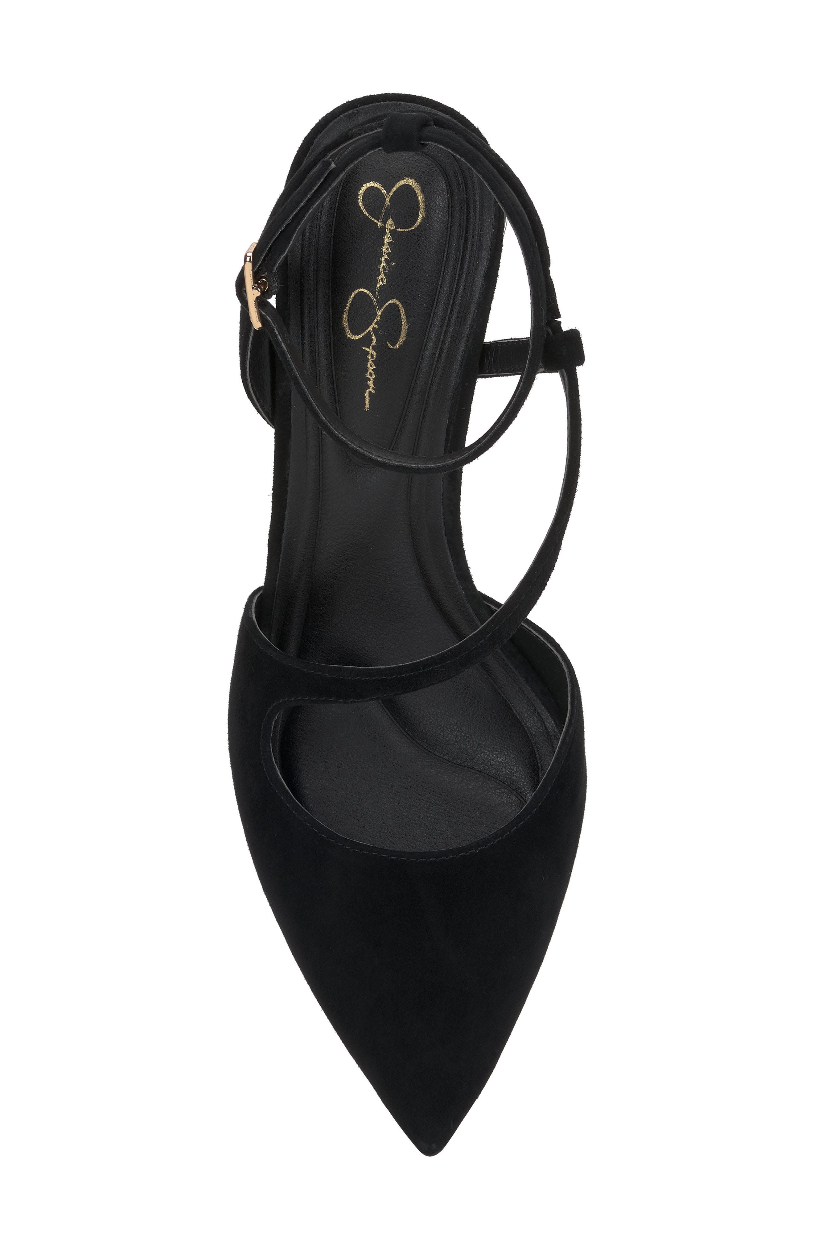 Maggie Ankle Strap Pointed Toe Pump, Alternate, color, BLACK