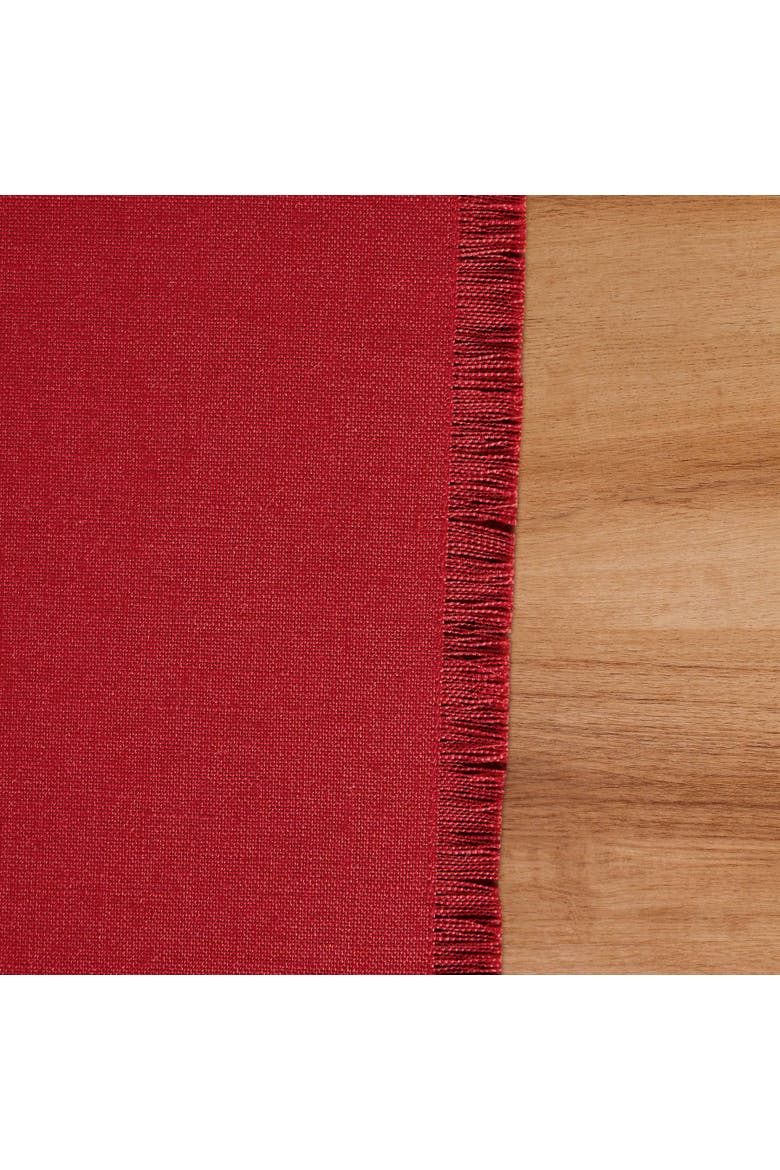 Linen Table Runner - Fringe, Alternate, color, Cherry
