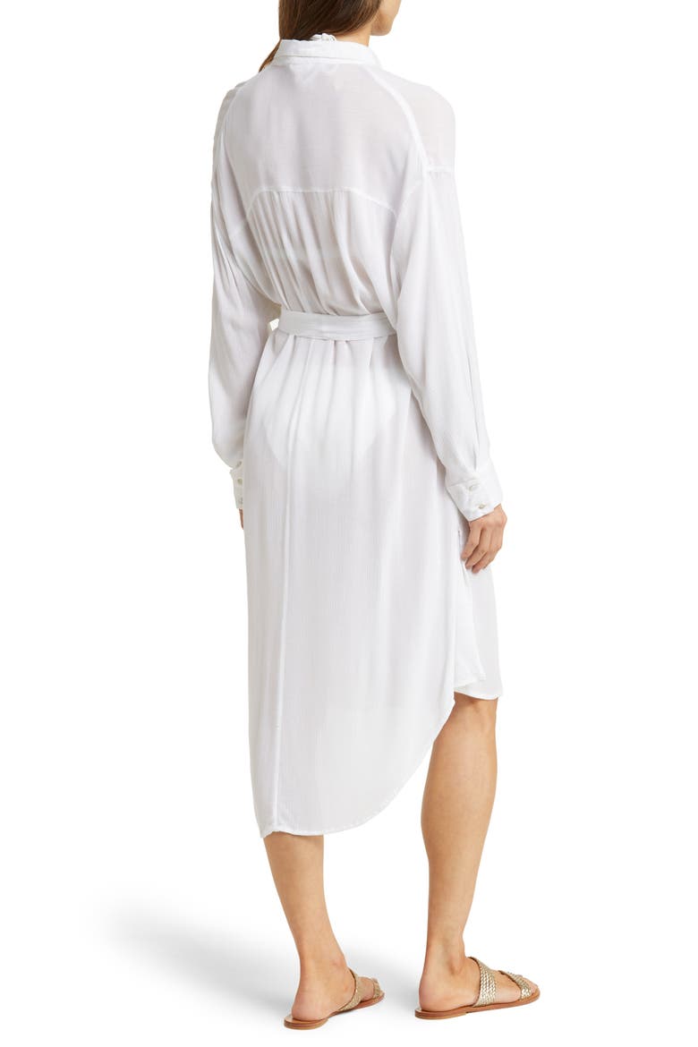 Long Sleeve Shirtdress, Alternate, color, WHITE