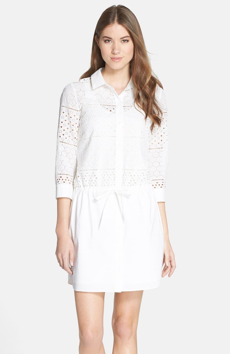 CeCe by Cynthia Steffe 'Dee' Eyelet Cotton Shirtdress, Alternate, color, 