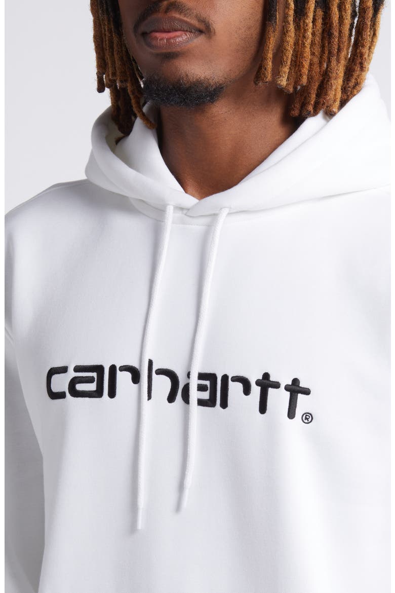 Logo Embroidered Hoodie, Alternate, color, WHITE BLACK