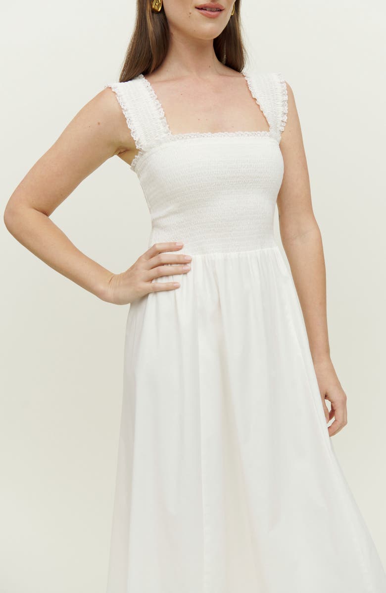 Reformation Villa Smocked Stretch Cotton Sundress, Alternate, color, 