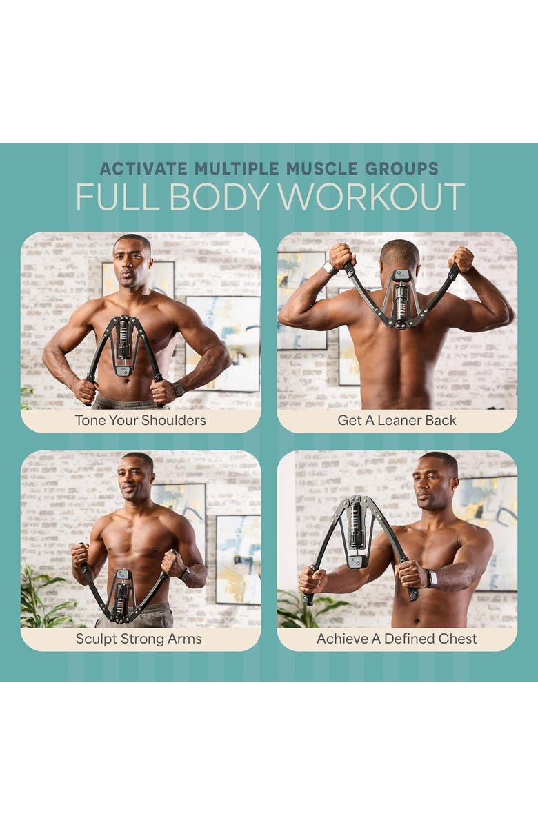 Lifepro Shredforce Chest Expander and Arm Twister Trainer Exerciser Adjustable 22 to 440lb Resistance, Alternate, color, Black