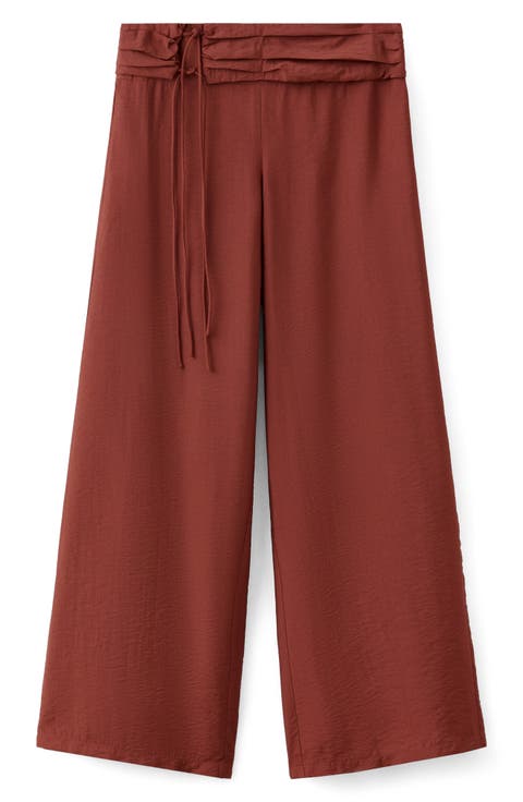 Bow Detail Low Rise Straight Leg Pants