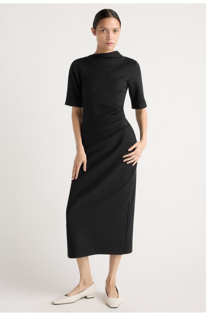 Modern Citizen Evie Ribbed-Knit Jersey Dress, Alternate, color, Black