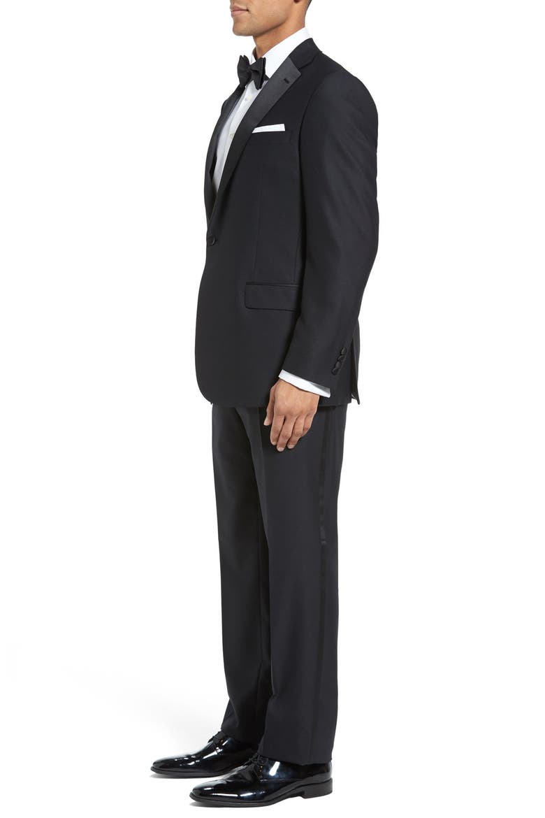 New York Classic Fit Black Wool Tuxedo, Alternate, color, BLACK