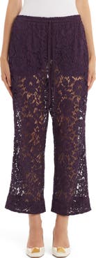 Valentino Garavani Valentino Wide Leg Crop Guipure Lace Pants